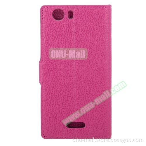 Cheap Price Litchi Texture Wallet Style Flip Stand Leather Case for WIKO RIDGE 4G